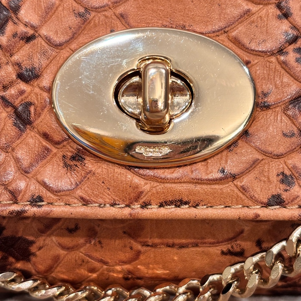 Coach Mini Ruby Brown Python Embossed Small Handb… - image 2